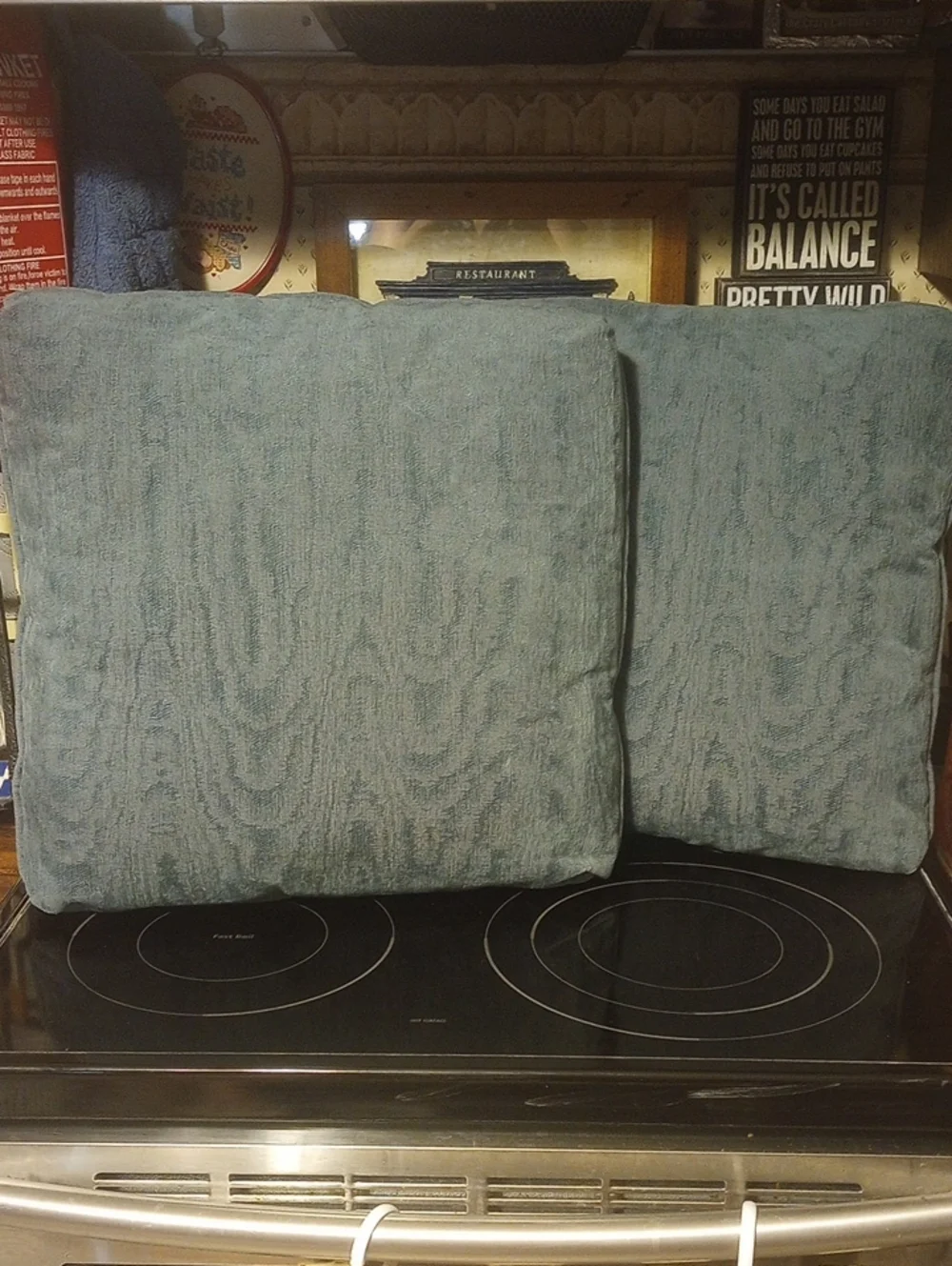 Set of 2 Square 18 Inch Blue Toss Pillows for Couch, Loveseat or Chair